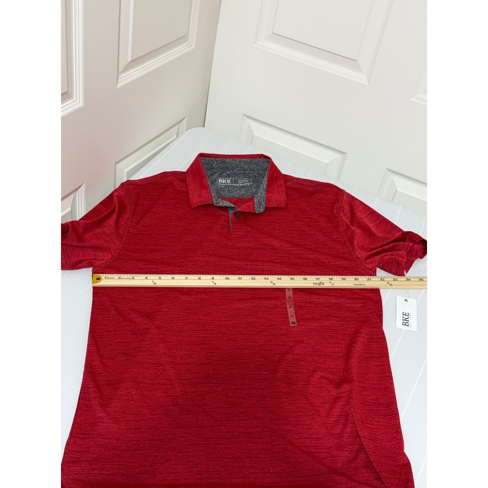 BKE Performance Fabric Polo Shirt Mens XL Red Space Dye Heather Short Sleeve New - Picture 4 of 5